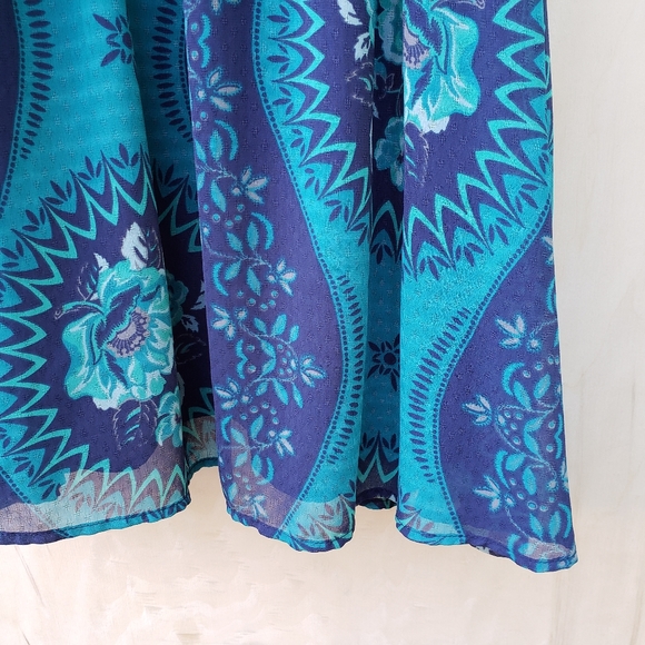 Free People Blue Babydoll Bust Twist Print Dress S - Picture 5 of 15